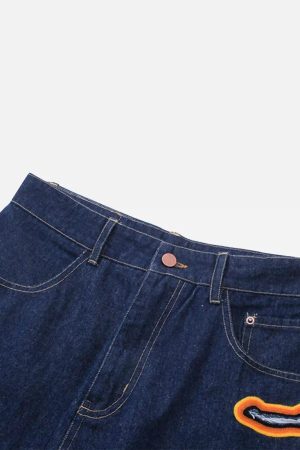 Concert Outfit Flame-Scarred Towel Embroidered Jeans