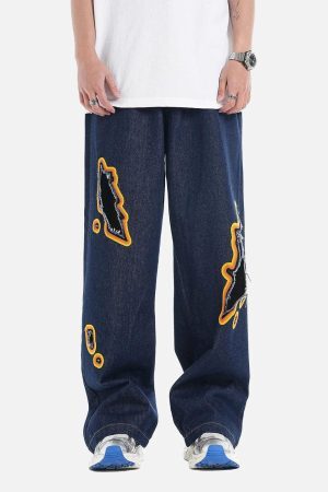 Concert Outfit Flame-Scarred Towel Embroidered Jeans