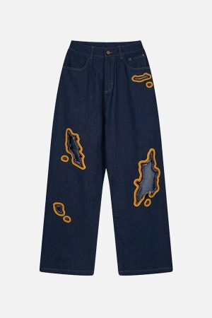 Concert Outfit Flame-Scarred Towel Embroidered Jeans