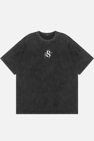 Concert Outfit Flame Star Print Washed Tee