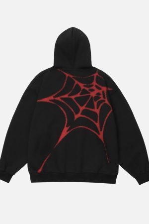 Concert Outfit Flocked Spider Hoodie