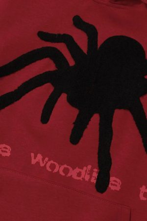 Concert Outfit Flocked Spider Hoodie