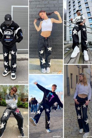 Concert Outfit Flocked Star Straight Jeans