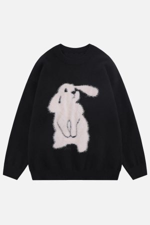 Concert Outfit Flocking Bunny Sweater