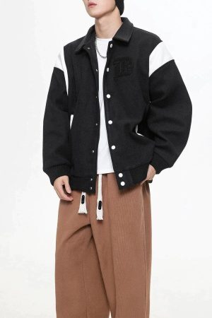 Concert Outfit Flocking Letters Tweed Varsity Jacket