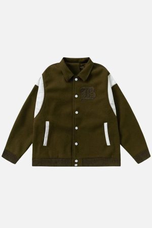 Concert Outfit Flocking Letters Tweed Varsity Jacket