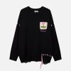 Concert Outfit Floral Embroidered Crew Neck Sweater