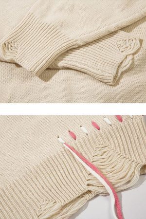 Concert Outfit Floral Embroidered Crew Neck Sweater