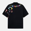 Concert Outfit Floral Embroidered Crew Neck T-Shirt