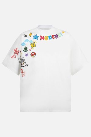 Concert Outfit Floral Embroidered Crew Neck T-Shirt