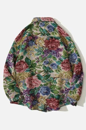 Concert Outfit Floral Embroidered Long-Sleeved Shirt