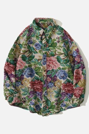 Concert Outfit Floral Embroidered Long-Sleeved Shirt