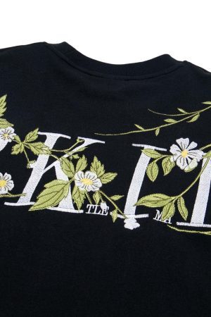 Concert Outfit Floral Embroidered Oversized Short Sleeve T-Shirt