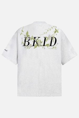 Concert Outfit Floral Embroidered Oversized Short Sleeve T-Shirt