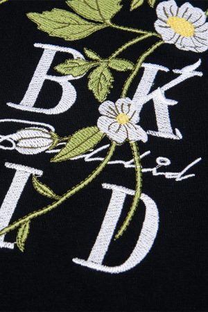 Concert Outfit Floral Embroidered Oversized Short Sleeve T-Shirt