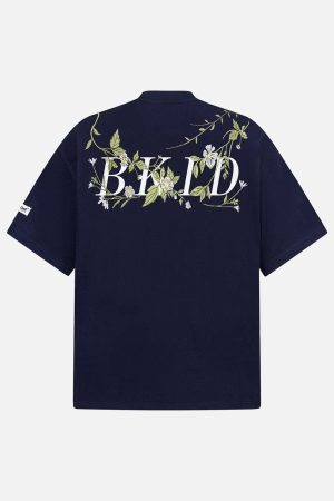 Concert Outfit Floral Embroidered Oversized Short Sleeve T-Shirt