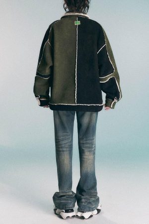 Concert Outfit Floral Embroidered Suede Fleece Jacket