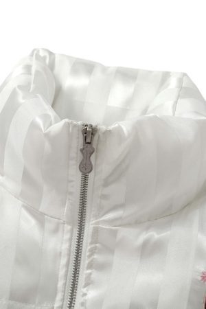 Concert Outfit Floral Letter Embroidered Stand Collar Cotton Coat