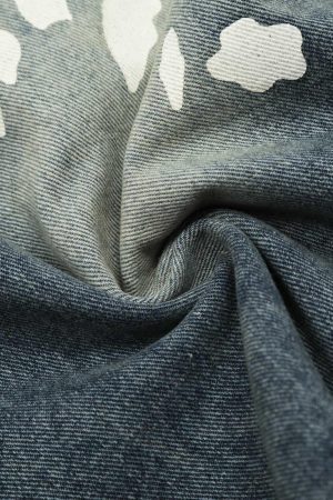 Concert Outfit Floral Print Denim Shorts