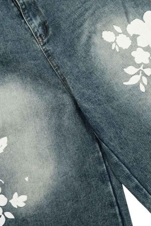 Concert Outfit Floral Print Denim Shorts