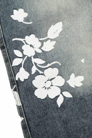 Concert Outfit Floral Print Denim Shorts