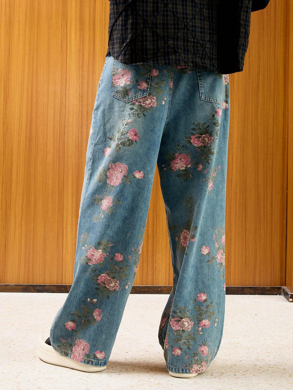 Concert Outfit Floral Print Straight Jeans Concert Outfit Floral Print Straight Jeans