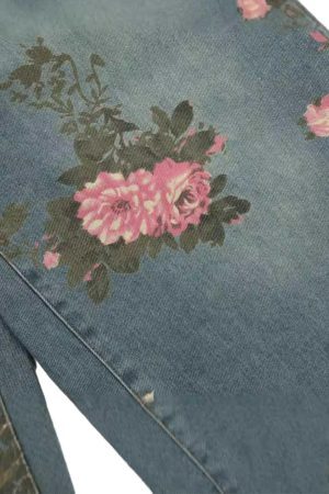 Concert Outfit Floral Print Straight Jeans
