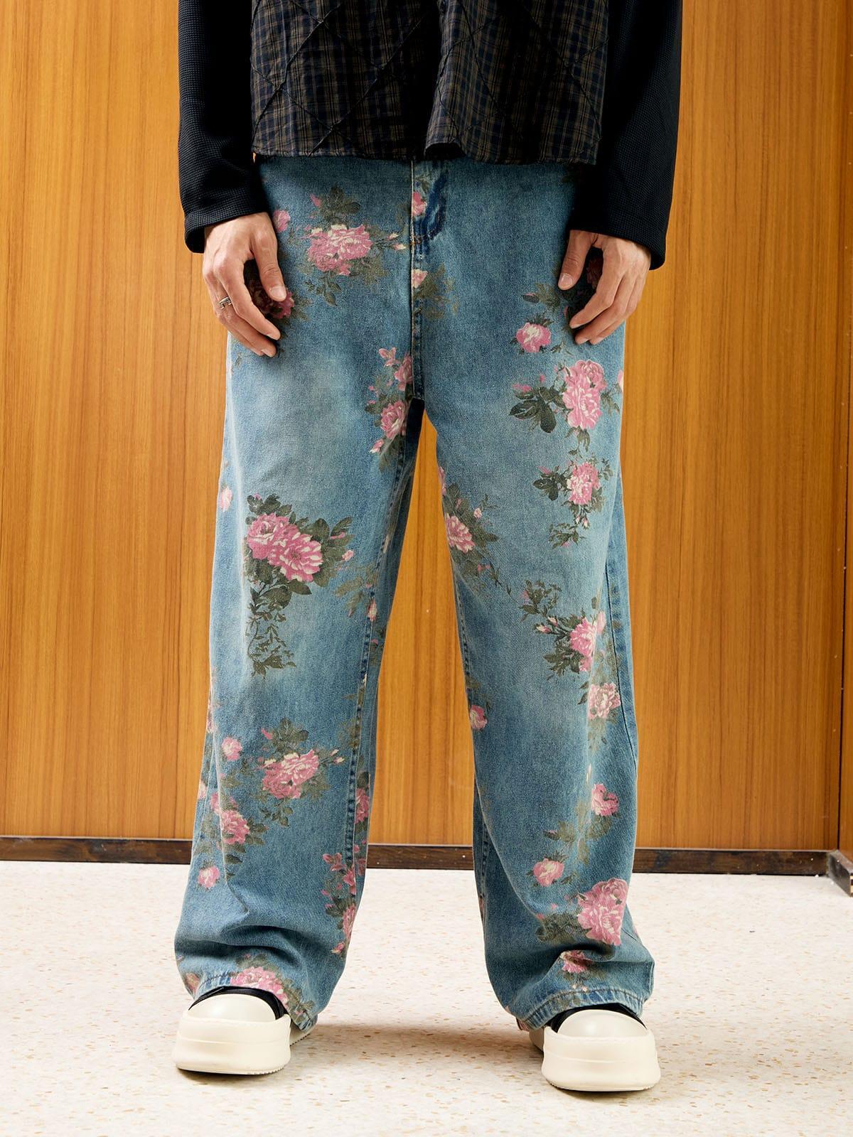 Concert Outfit Floral Print Straight Jeans Concert Outfit Floral Print Straight Jeans