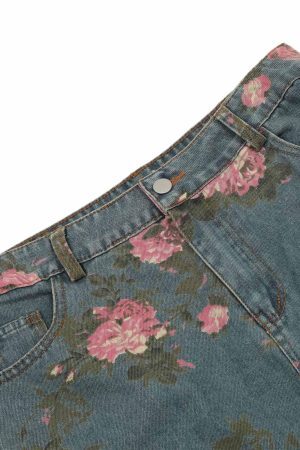 Concert Outfit Floral Print Straight Jeans