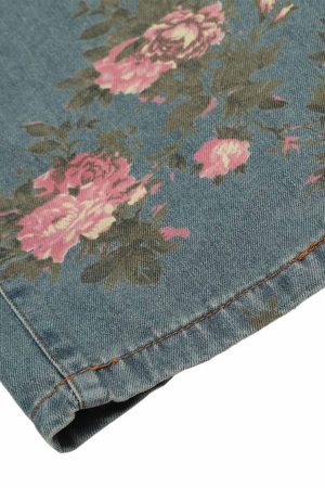 Concert Outfit Floral Print Straight Jeans