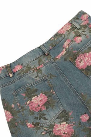 Concert Outfit Floral Print Straight Jeans