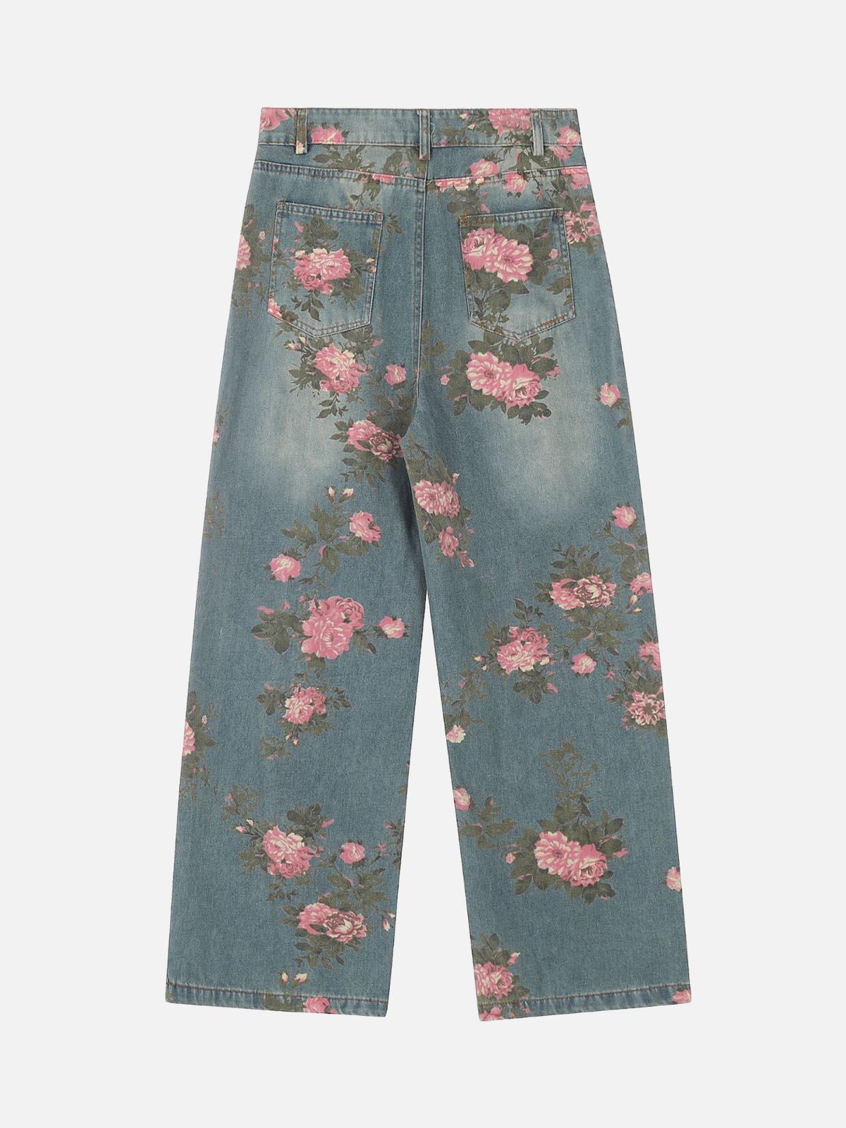 Concert Outfit Floral Print Straight Jeans Concert Outfit Floral Print Straight Jeans