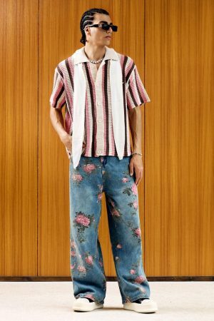Concert Outfit Floral Print Straight Jeans