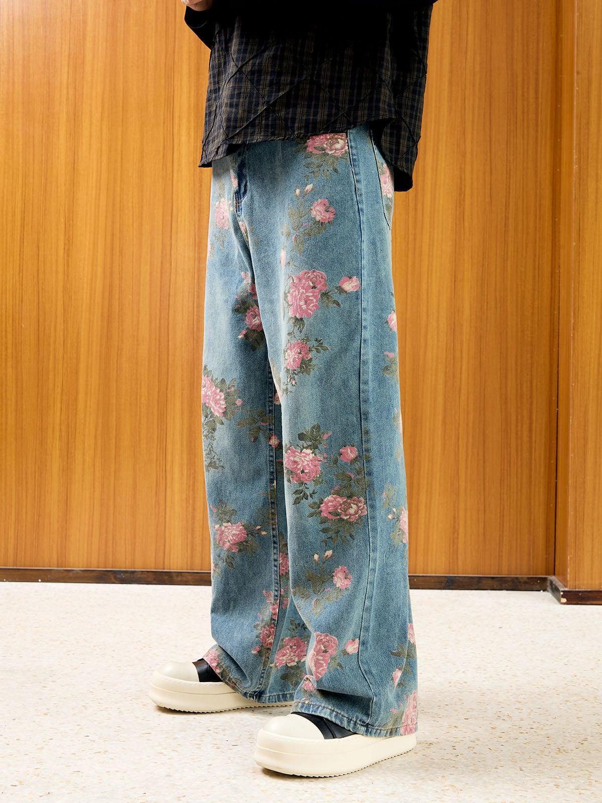 Concert Outfit Floral Print Straight Jeans Concert Outfit Floral Print Straight Jeans