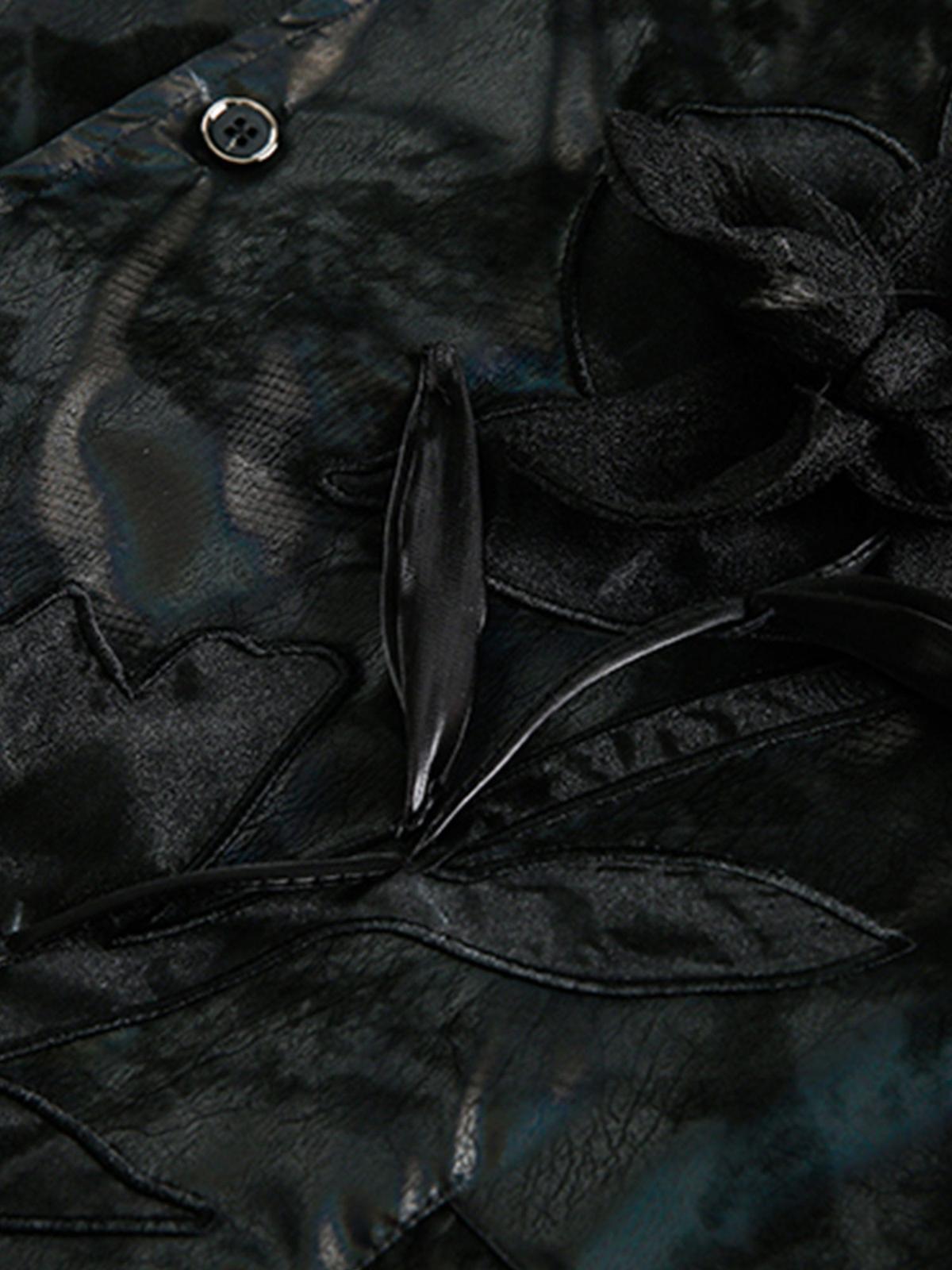 Concert Outfit Floral Stand Collar Leather Jacket Concert Outfit Floral Stand Collar Leather Jacket