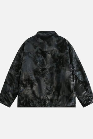 Concert Outfit Floral Stand Collar Leather Jacket