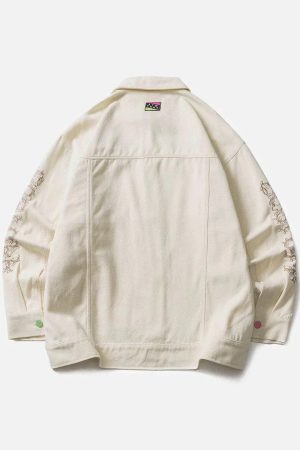 Concert Outfit Flower Patchwork Embroidery Denim Jacket