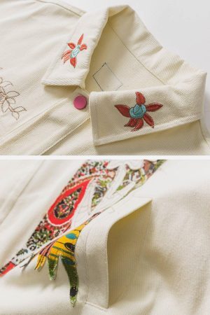 Concert Outfit Flower Patchwork Embroidery Denim Jacket