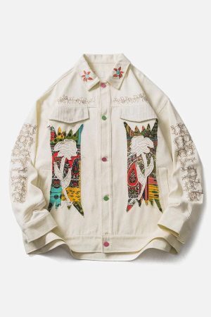 Concert Outfit Flower Patchwork Embroidery Denim Jacket