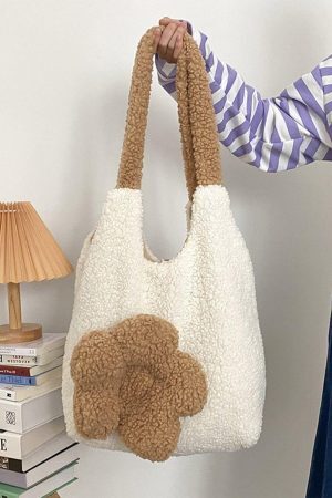 Concert Outfit Flower Sherpa Bag