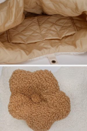 Concert Outfit Flower Sherpa Bag