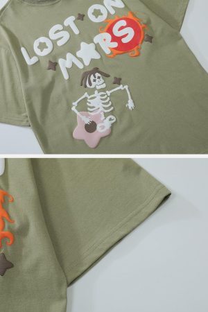 Concert Outfit Flower Skeleton Graphic Tee