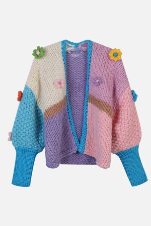 Concert Outfit Flowers Embroidery Oversized Sleeves Cardigan