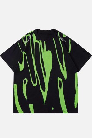 Concert Outfit Fluorescent Irregular Printing Tee