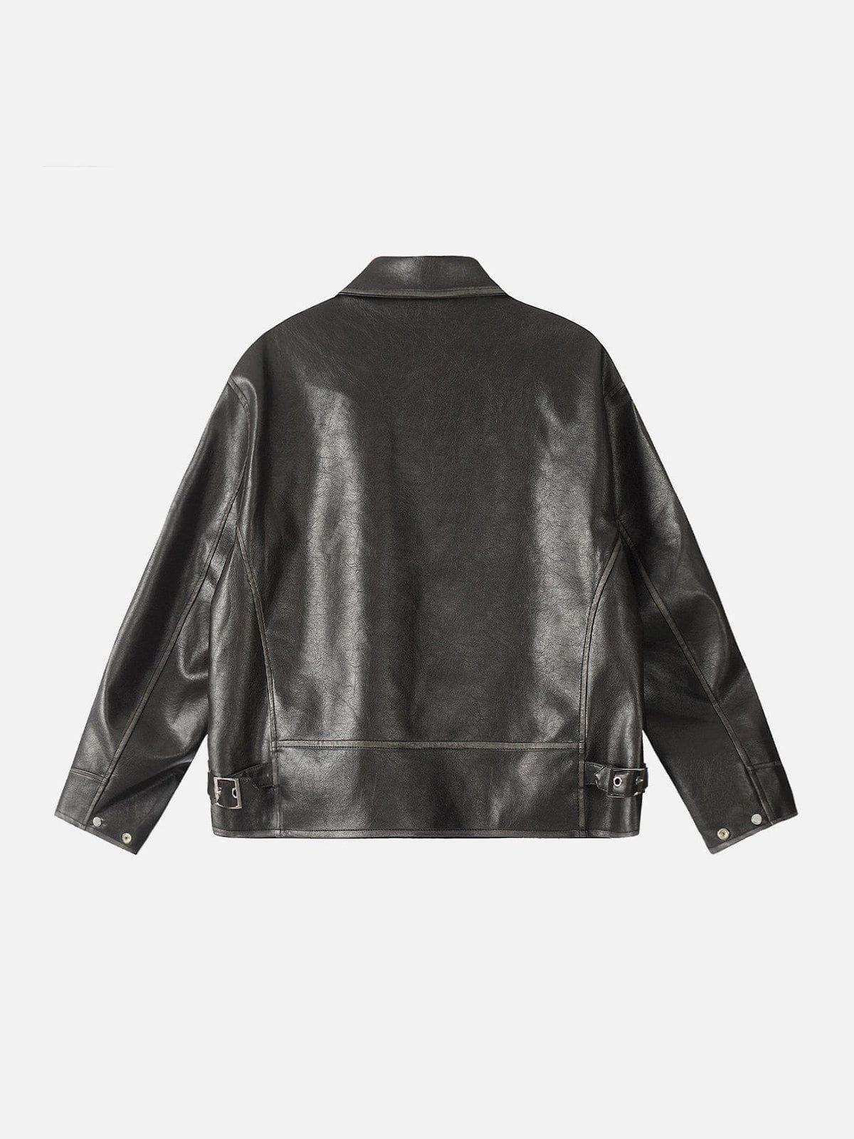 Concert Outfit Fold-Over Washed Faux Leather Jacket Concert Outfit Fold-Over Washed Faux Leather Jacket