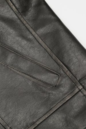 Concert Outfit Fold-Over Washed Faux Leather Jacket