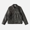 Concert Outfit Fold-Over Washed Faux Leather Jacket