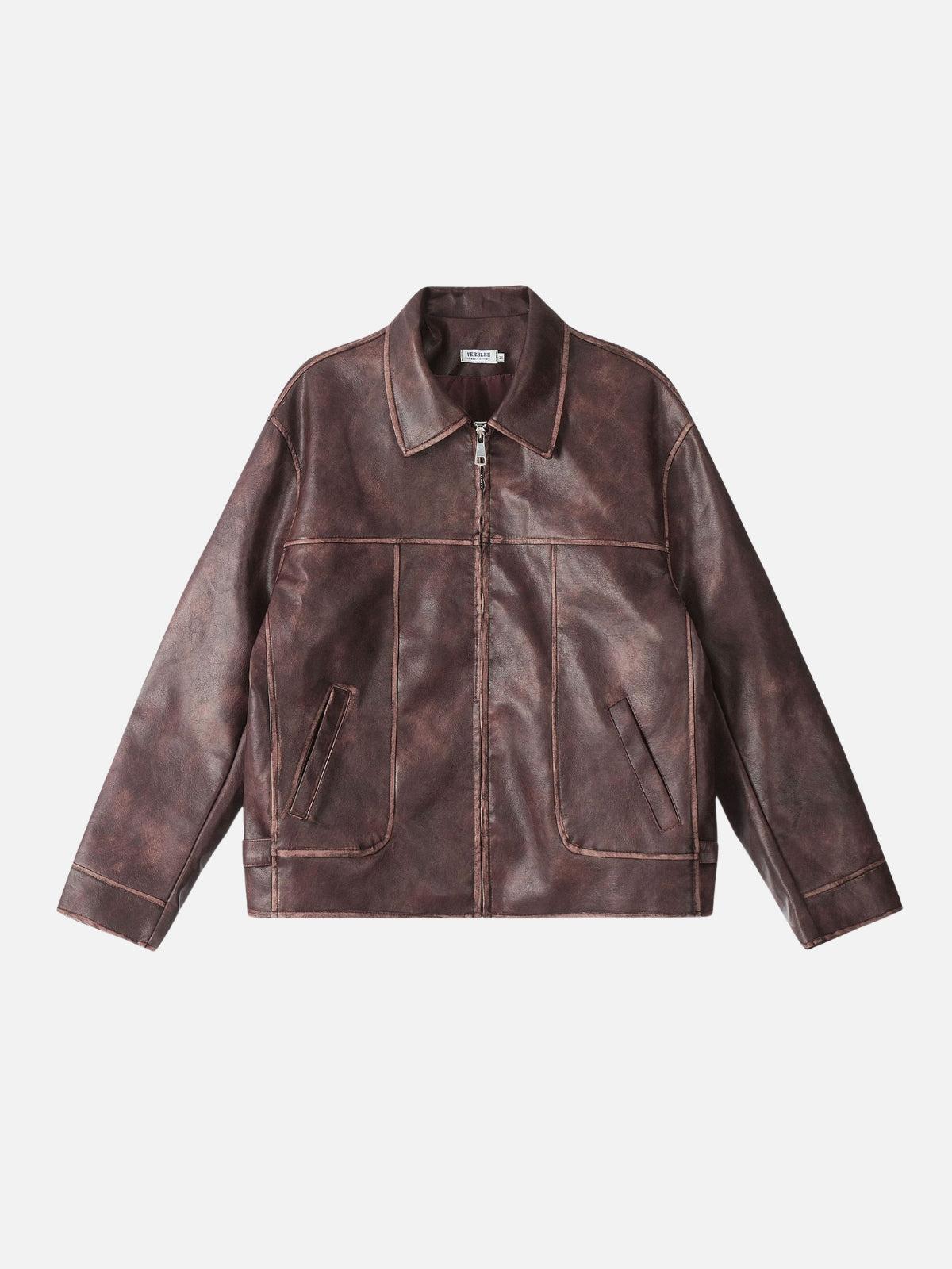 Concert Outfit Fold-Over Washed Faux Leather Jacket Concert Outfit Fold-Over Washed Faux Leather Jacket