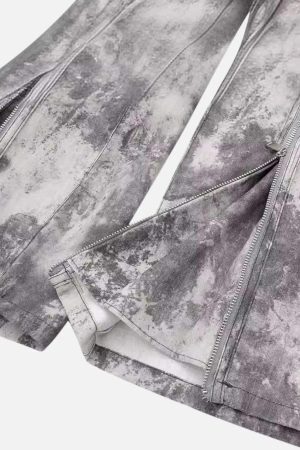 Concert Outfit French Loose Pocket Printed Mid-Rise Cargo Pants