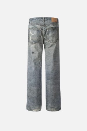 Concert Outfit Fringe Distressed Print Jeans